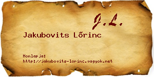 Jakubovits Lőrinc névjegykártya